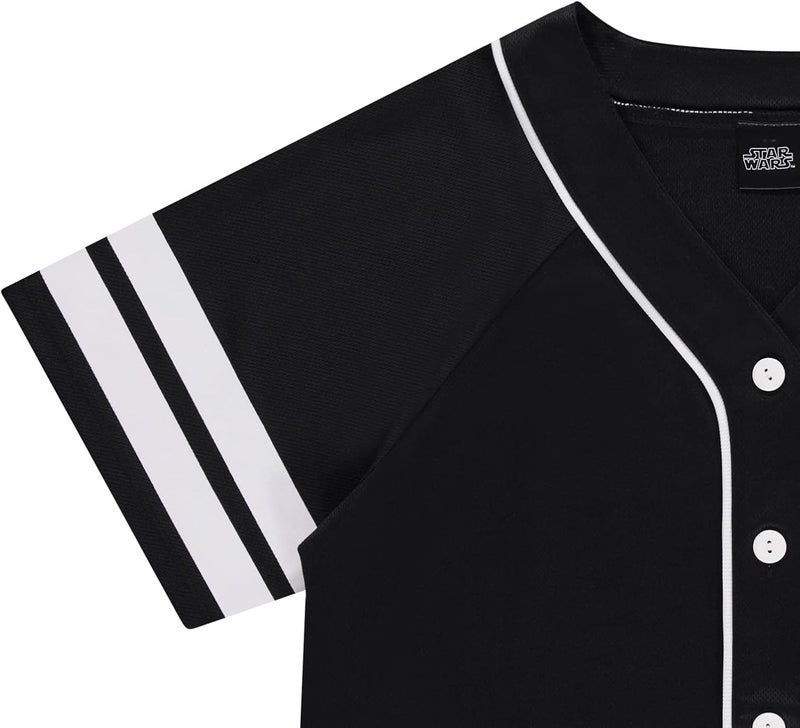 Starwars Ladies Baseball Jersey - Darth Vader, Luke Skywalker and Baby Yoda Mesh Button Down Baseball Jersey - Image 3